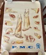 Rare & Original 1950's Butchers F.M.C. Lamb Cuts Mid Production Poster