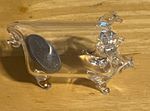 Vintage Hand-Blown Glass Miniature Pig with Year 1990 5p Coin Inside. 4.5 cm