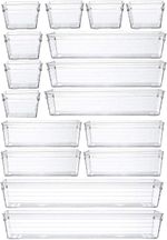 Grace Store 16 Pcs Clear Plastic Drawer Organiser Trays Desk Versatile Kitchen