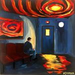 The Waiting Room HENSMAN Signed Abstract Modern Acrylic on canvas 40x40cm