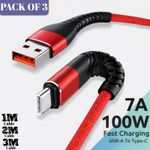 For iPhone 15 16 17 Pro Max USB Type C Fast Charger Cable Braided Lead 1m 2m 3m