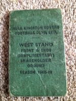 RARE VINTAGE HULL KR WEST STAND SEASON TICKET BOOKLET SEASON 1948/49 SHAREHOLDER