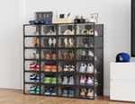 24PCS Clear Plastic Shoe Storage Box Stackable Foldable Trainers Organiser Case