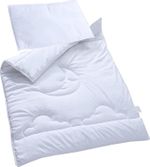 Baby Cot Bed Duvet and Pillow Set (120 x 90 cm) Moon and Cloud Design | Soft & 
