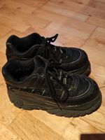 Vintage Retro 90s Rave Goth Y2K Alt Black Platform Sneaker Size Uk 4 / Eu 37