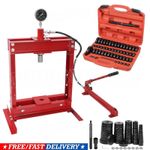 12 Ton Hydraulic Shop Press Heavy Duty Garage Hydraulic Press + 52x Bearing Tool