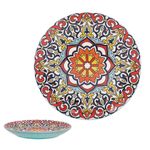 Blue Tuscany Ceramic Plate 8.5" Decorative Mandala Design Colourful Bohemian