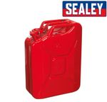 Sealey JC20 - 20L RED Metal Jerry Can / Fuel Can - For Petrol Diesel Water