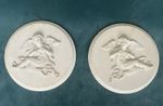 Vintage Pair Putti Cherub Wall Plaques 22cm Shabby Chic Decor