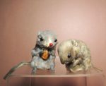Vintage real fur mice sitting mouse figurine eating corn