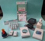 Paper punches EK borders, corners and shapes, We R Makers alphabet and numbers,