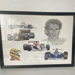 Framed Ayrton Senna Formula 1 Print - 1980s Motor Sport Wall Art
