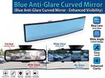 Universal Car Rear View Mirror Blue Lens Anti Glare Curved Wide Angle Clip On