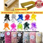 Birthday Anniversary Xmas Hamper Kit Clear Cellophane Wrap Gold Tray Bow Shred