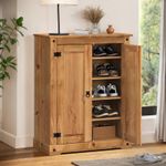 Corona Shoe Rack Cupboard 2 Door Storage Cabinet Solid Wood Mexican Pine Wooden