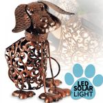 Solar Power LED Silhouette Dog Garden Ornament Metal Outdoor Light Decor Rustic