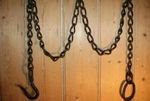 Hook Antique Wrought Iron Hook & Ring on Long Chain Beam Iron Ring Chain 72 ''