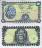 Central Bank of Ireland. 10 Punt 10-2-75 (BYB; E111) 21D 916294 Crisp F-VF.