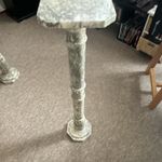 Vintage Alabaster Marble look Plant Stand Jardiniere Column Made In Italy