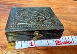 Antique Embossed Leather Ornate Photo Case with Clasp Daguerreotype 1.75"x2"