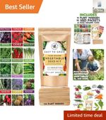 Organic Non-GMO Vegetable Seeds Kit - 15 Heirloom Varieties with Growing Guide