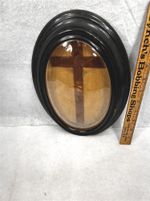 antique picture frame oval bubble glass wood 11.75 x 8.25 original 1800s 
