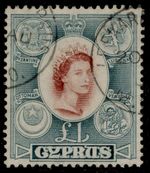 CYPRUS QEII SG187, £1 brown-lake & slate, FINE USED. Cat £60.