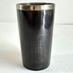 ANTIQUE HORN BEAKER TUMBLER SILVER RIM HANDMADE DRINKING CUP RETRO DECOR