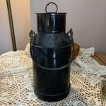 Vintage Black Metal Milk Churn.