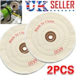 2X 80 Layer 6" 150mm Polishing Mop Buffing-Wheel For Drill Bench Grinder-Cotton