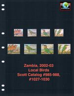 $15.00 Scott Value - 2002-03 ZAMBIA Birds 2 sets African scarcer CV MNH NH UMM