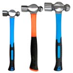 3pc Ball Pein Peen Hammers Set Fibreglass Shaft Soft Grip Handle 8oz 16oz 32oz