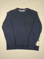 Tommy Hilfiger Navy Crewneck Sweatshirt Mens XL Side Logo Preppy Streetwear 699