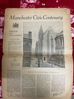 Interesting historic newspaper  , 1938 Centenary,MANCHESTER CIVIC RARE