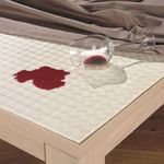 Cream Table Protector Heat Resistant Tablecloth Wipeable PVC Felt backed