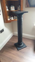Antique Victorian Black Pedestal Stand Very Heavy With Damage.