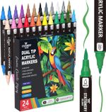 Premium Permanent Acrylic Paint Pens 24 Colours – Dual Tip Markers - Waterproof