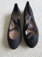 BNWT NEW LOOK BLACK FAUX SUEDE EFFECT COMFORTABLE FLAT SHOES UK SIZE 8 WIDE