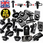 20pcs Car Body Bolts & U-nut Clips M6 Engine Cover Undertray Floor Splash Guards