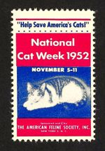 1952 National Cat Week Poster Stamp - New York