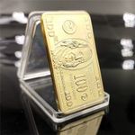 100 Dollar Bullion 24k Gold Bar American Metal Coin Golden Bars USD