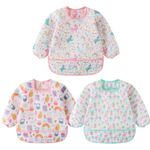 3 Pack Long Sleeve Bib Outfit Baby Waterproof Bibs for Toddlers Baby Smock