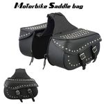 Motorbike Saddle Bags Luggage Black  Leather Motorcycle Panniers Universal Bag