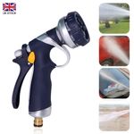 High Pressure Metal Water Gun Garden Hose Nozzle Head Sprayer 9 Spray Patterns