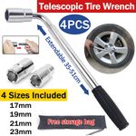 17 19 21 23mm Extendable Wheel Telescopic Car Van Brace Socket Tyre Nut Wrench 