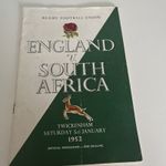 England v South Africa Rugby Programme – Twickenham 5 Jan 1952 – (Written Name)