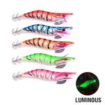 5Pcs Luminous Squid Jigs Hook Saltwater Lures Shrimp Octopus Lure Laser Jig UV