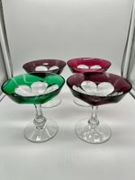 Vintage Mid Century Modern Cut to Clear Martini Glasses Germany Set of 4