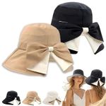 Women's Bowknot Wide Brim Sun Hat – Foldable, 360° Protection UV Protection