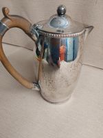Vintage Silver Plated Coffee Pot Bamboo Handle EPNS Teapot Retro Mid Century